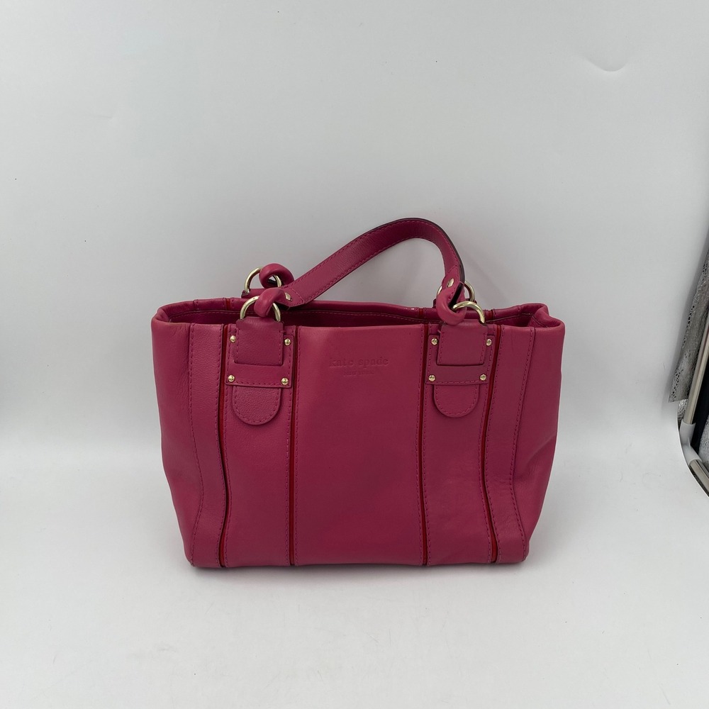 Kate Spade Handbag Women Small Magenta Hot Pink Leather Snakeskin Lining Gold